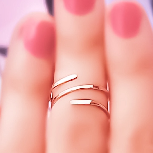 Hammered spiral midi knuckle thumb adjustable ring - Picture 3 of 8